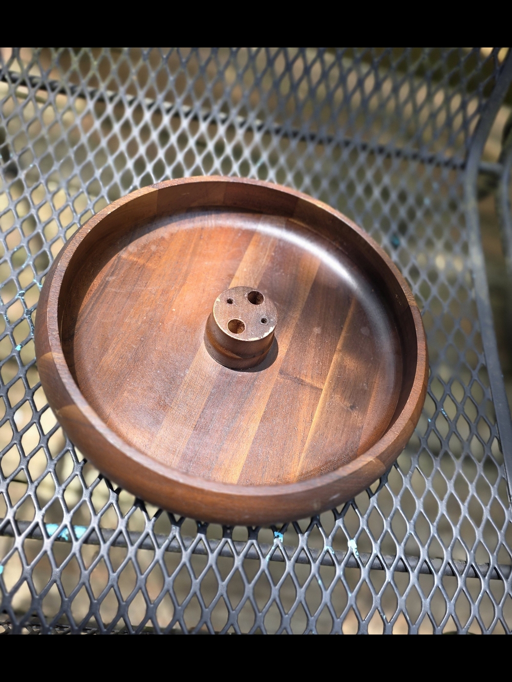 Vintage Wooden Round Nut Bowl